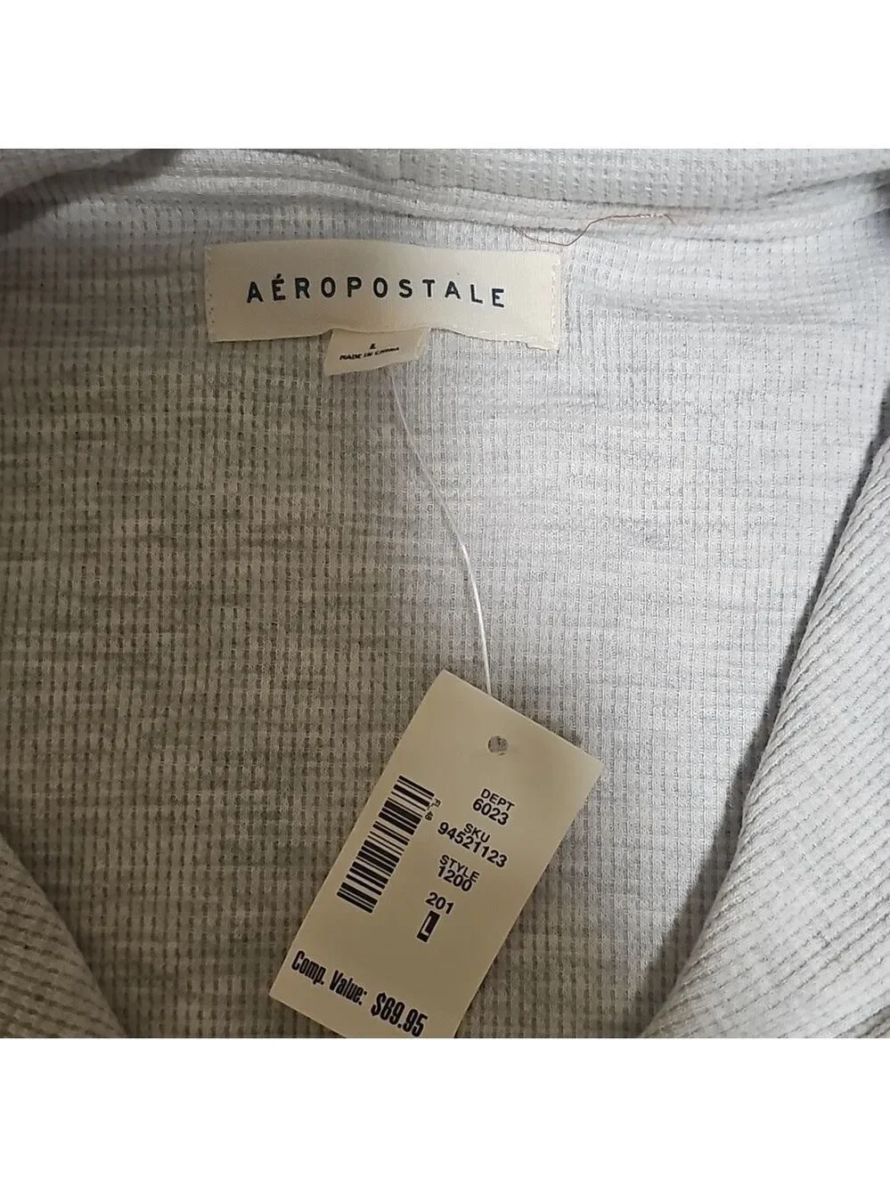 Aeropostale Solid Thermal Full-Zip Hoodie